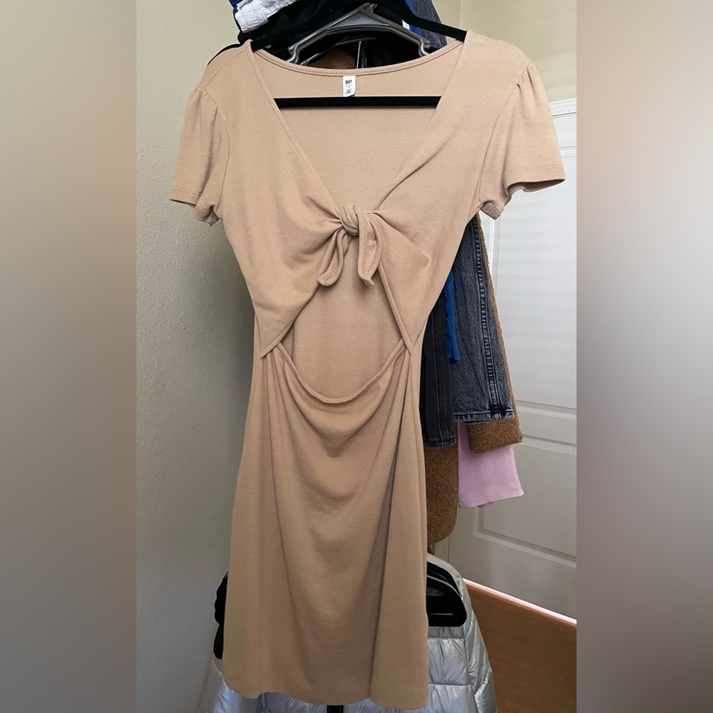 BP Tan Tie-Front Dress